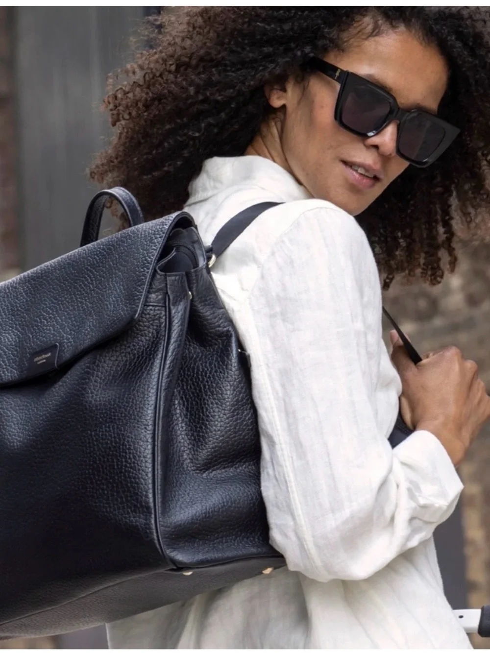 Storksak london diaper bag - black leather
